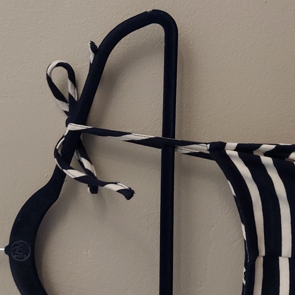 MONTEAU Navy and White Striped Sleeveless Jumper With Waist Sash - Picture 3 of 11